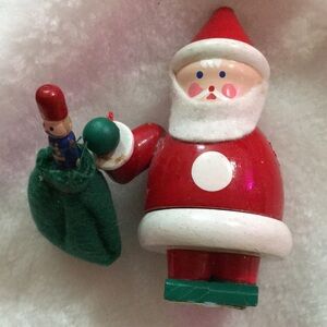 Festive Red Santa Toy with Green Bag